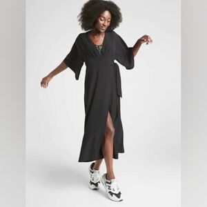 Athleta Calistoga Black Kimono Wrap Dress Cover Up